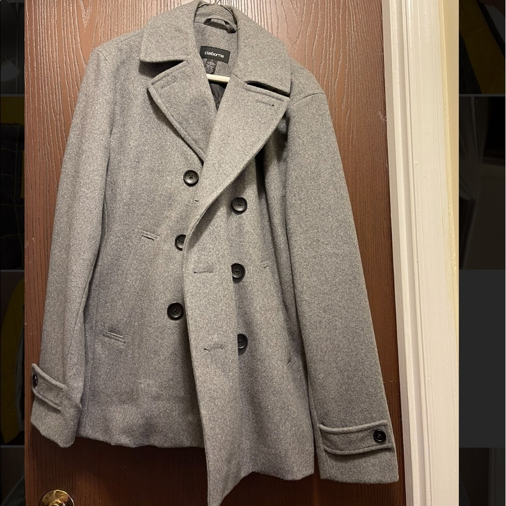 COPY - High Quality Mens Claiborne Peacoat. Like New Condition!